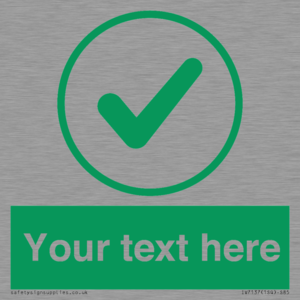 Custom green background, green tick in circle sign